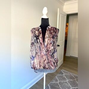 Olivia Graye Sleeveless Snakeskin Hi-Lo Draped Top